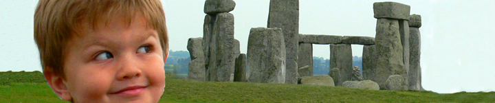 boy looking at stonehenge