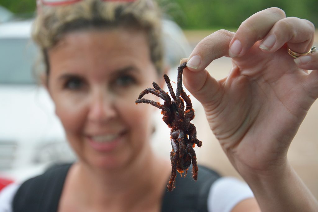 Trying a local delicacy in Cambodia: tarantula