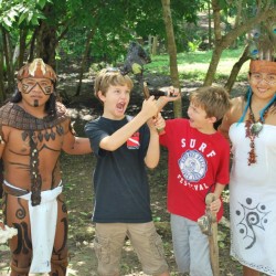Discussing the end of the world with local Mayans at Ek Balam Cancun Mexico