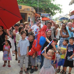 Traditional birthday party on the streets of Isla Mujeres